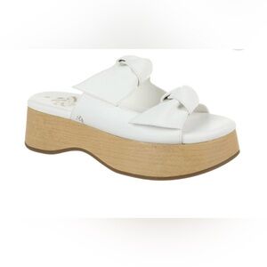 Sam & Libby Women's White w Wood Platform Indie Double‎ Bow Sandal Size 8 NEW